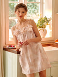 Floral Appliqué Sheer Babydoll Dress