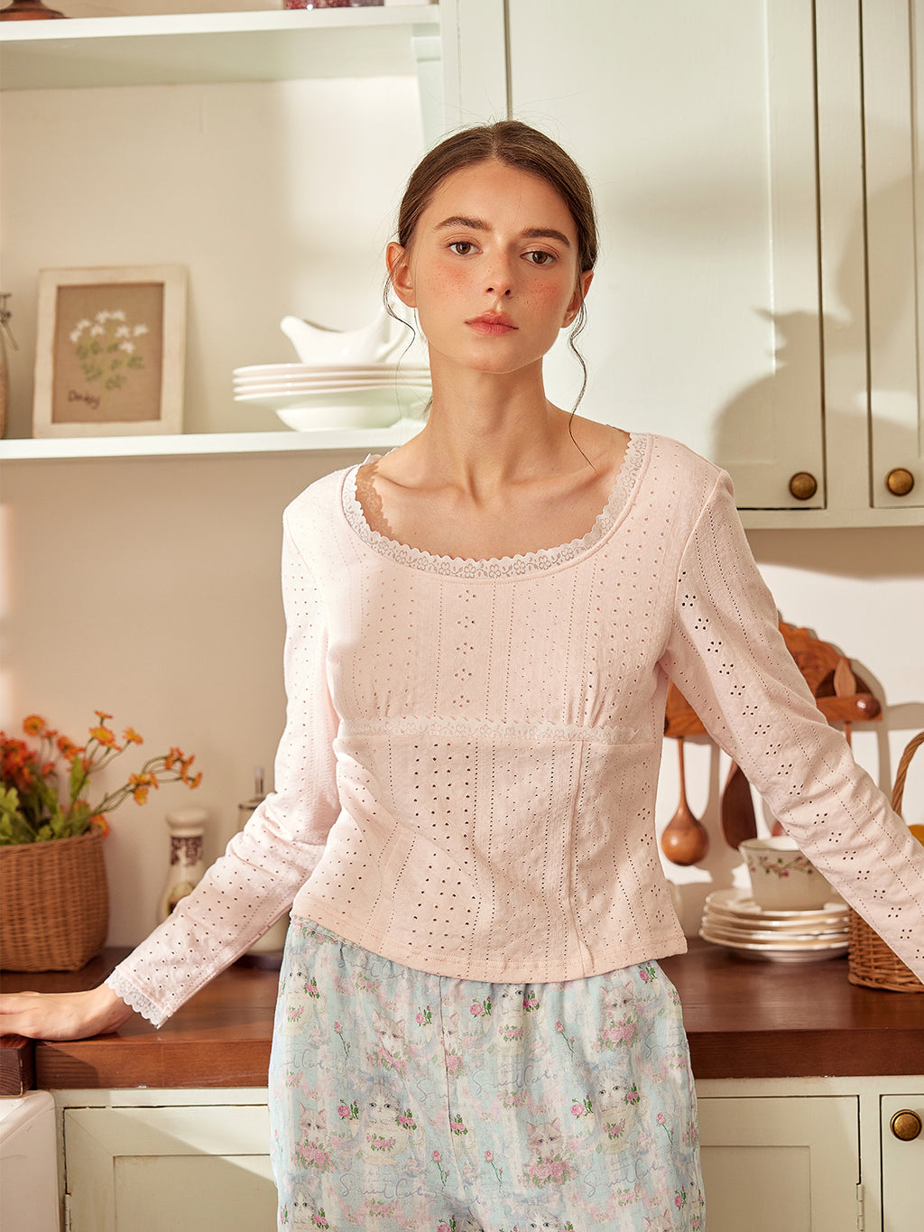 Soft Pink Eyelet Pajama Set