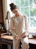 Vintage Floral Long-Sleeve Pajama Set
