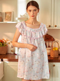 Sweet Floral Ruffle Nightdress