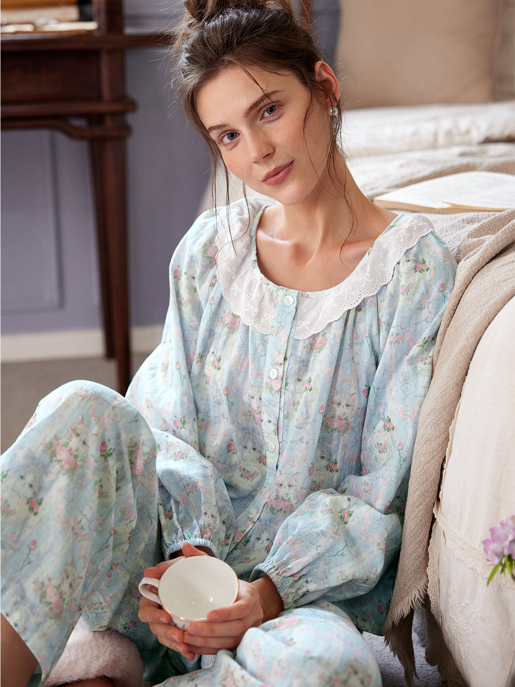 Vintage Floral Cotton Lounge Set