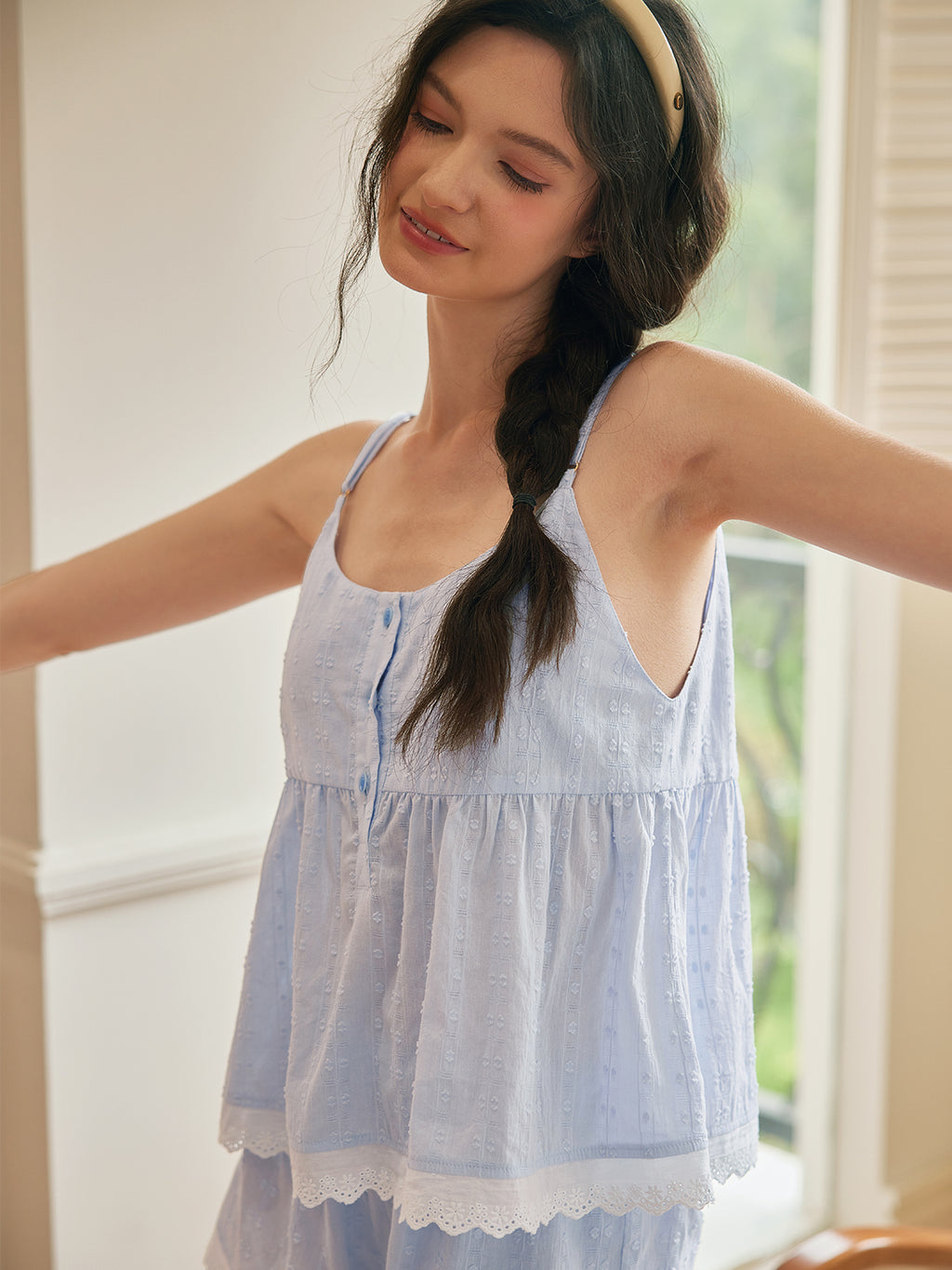 Light Blue Embroidered Pajama Set – Breezy, Soft