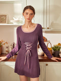 Lace-Up Ribbed Nightdress