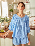 Lightweight Embroidered Cotton Lounge Set