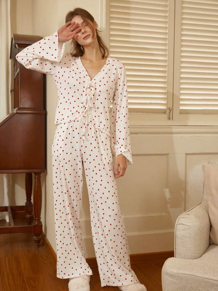 Cotton Long Sleeve Pant Pajamas Set For Women
