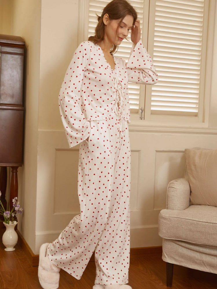 Cotton Long Sleeve Pant Pajamas Set For Women