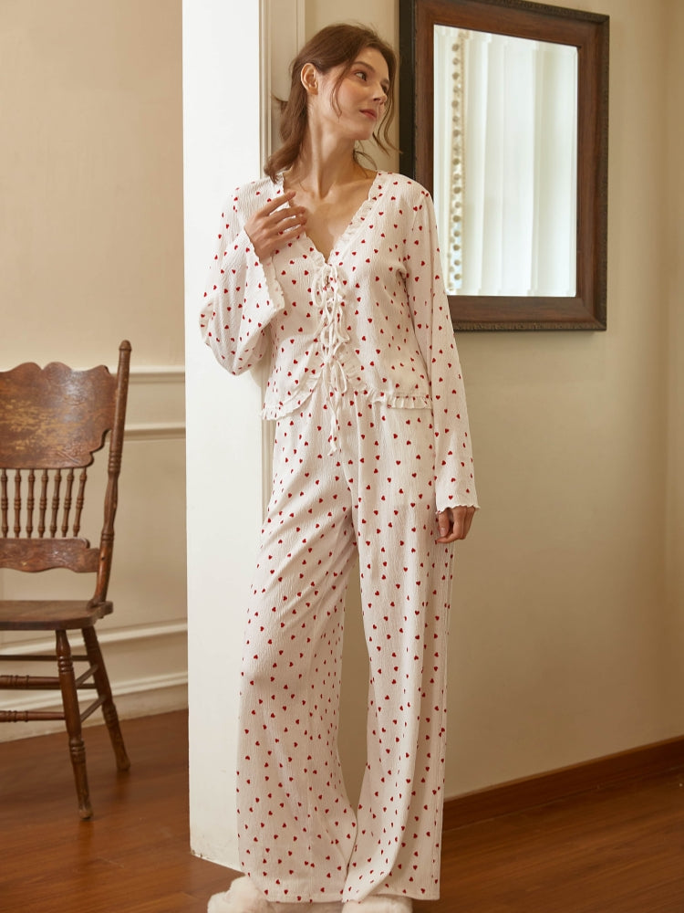 Cotton Long Sleeve Pant Pajamas Set For Women
