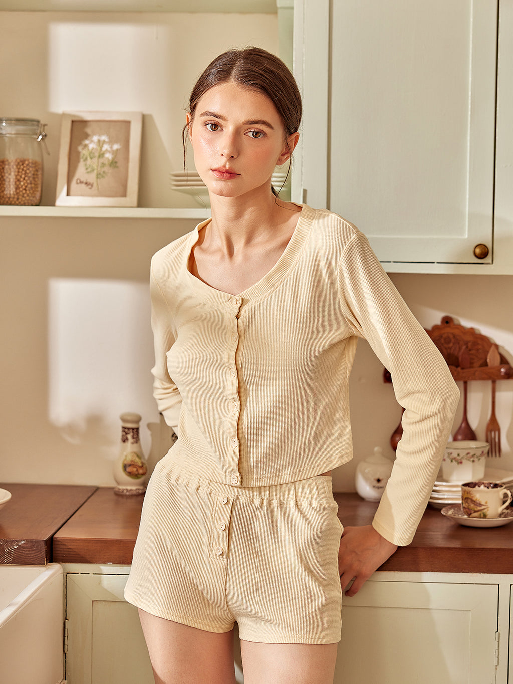 Long Sleeve Top and Short Pajama set For Women