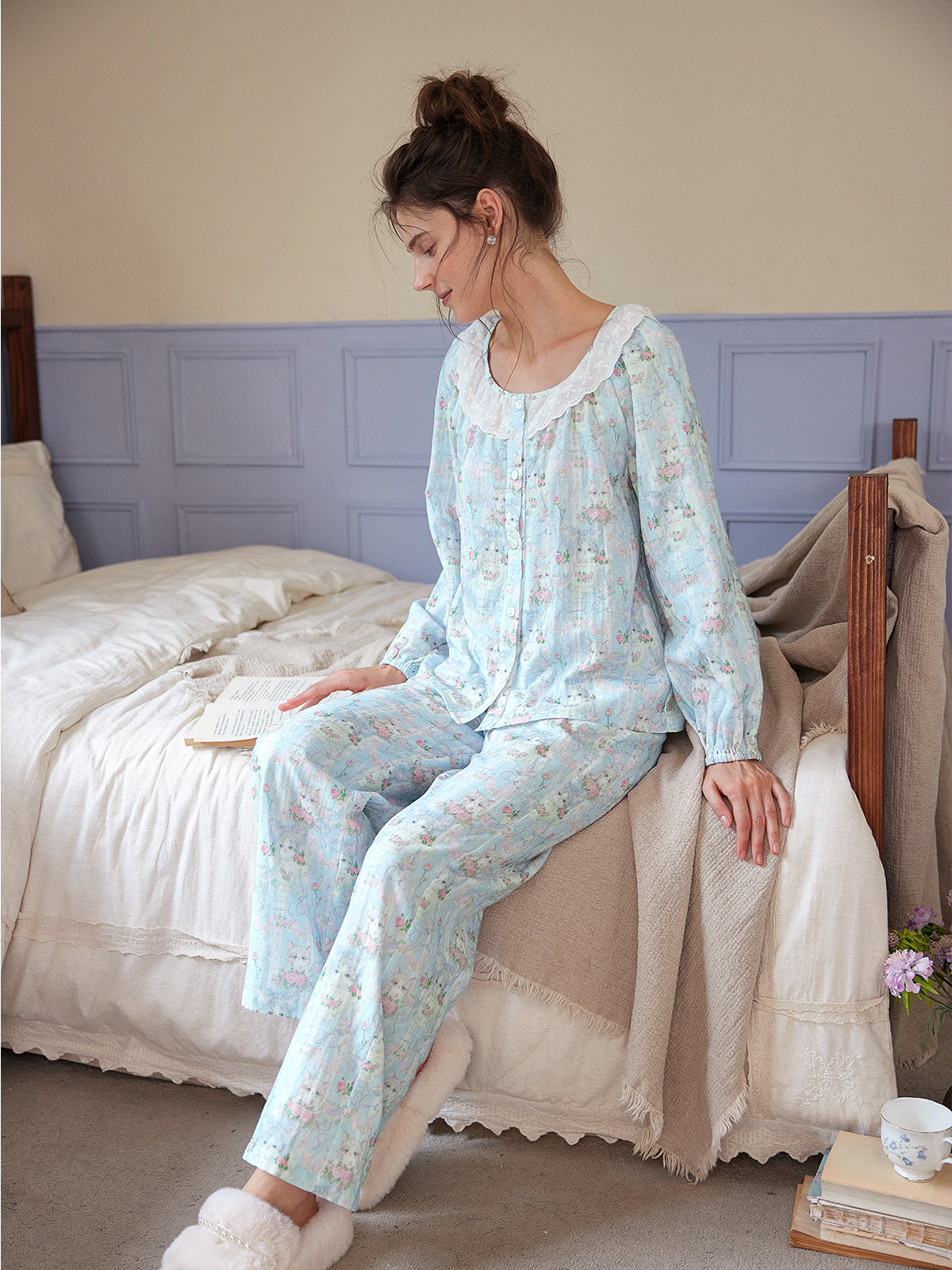 Vintage Floral Cotton Lounge Set