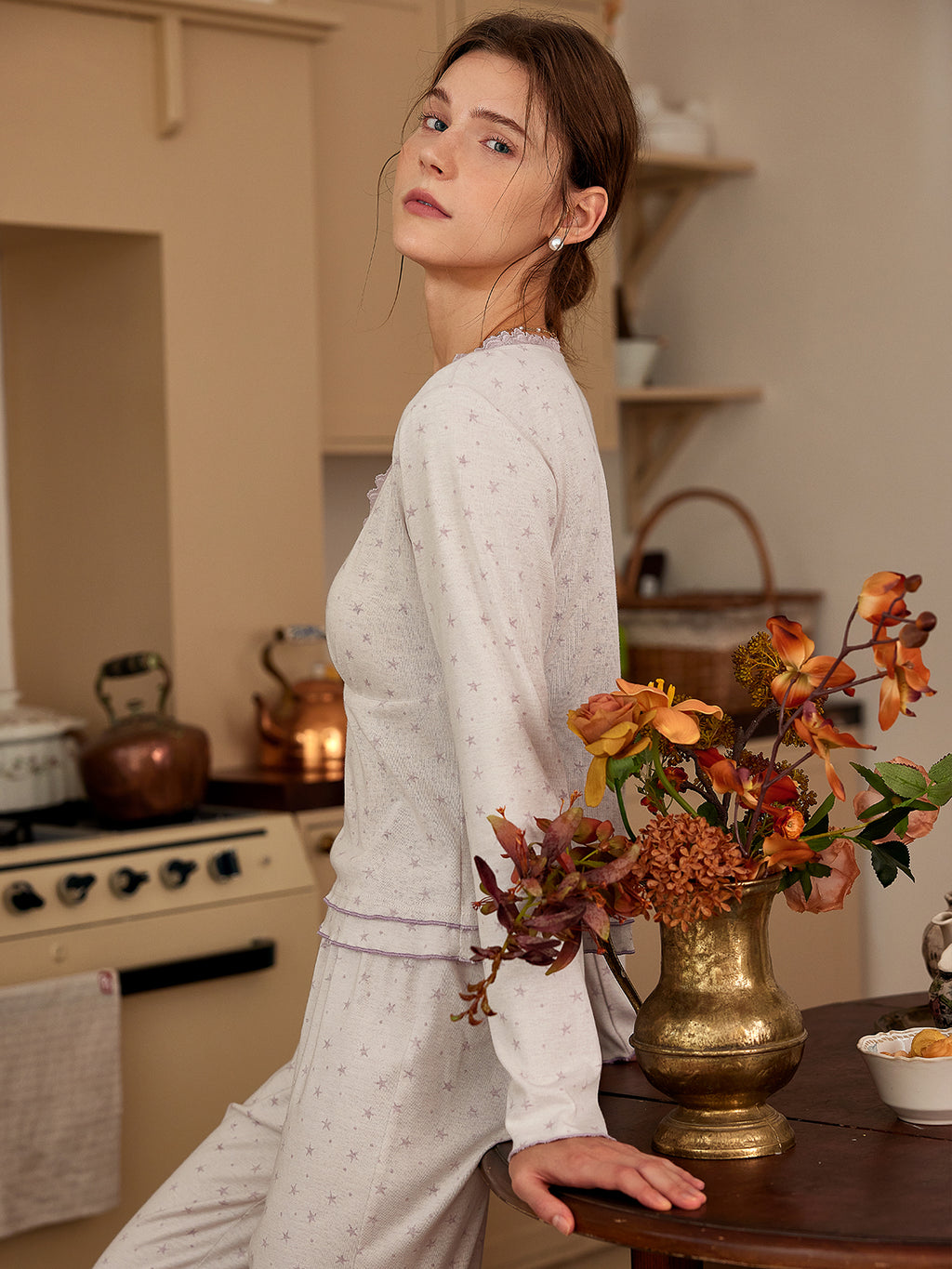 Soft Knit Lace-Trim Lounge Set