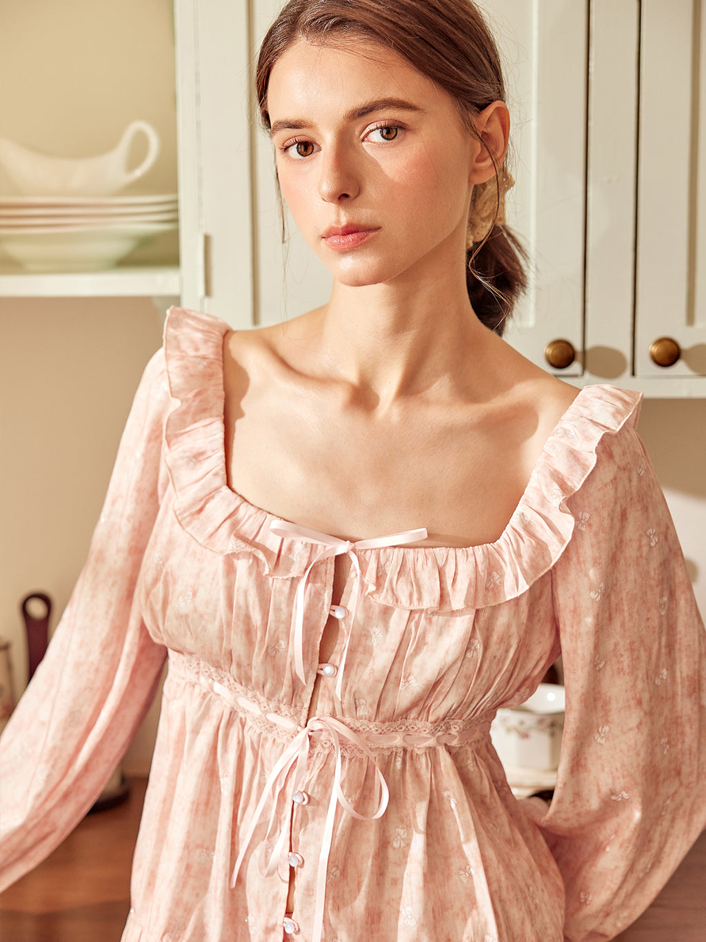 Romantic Ruffle Loungewear Pajamas Set