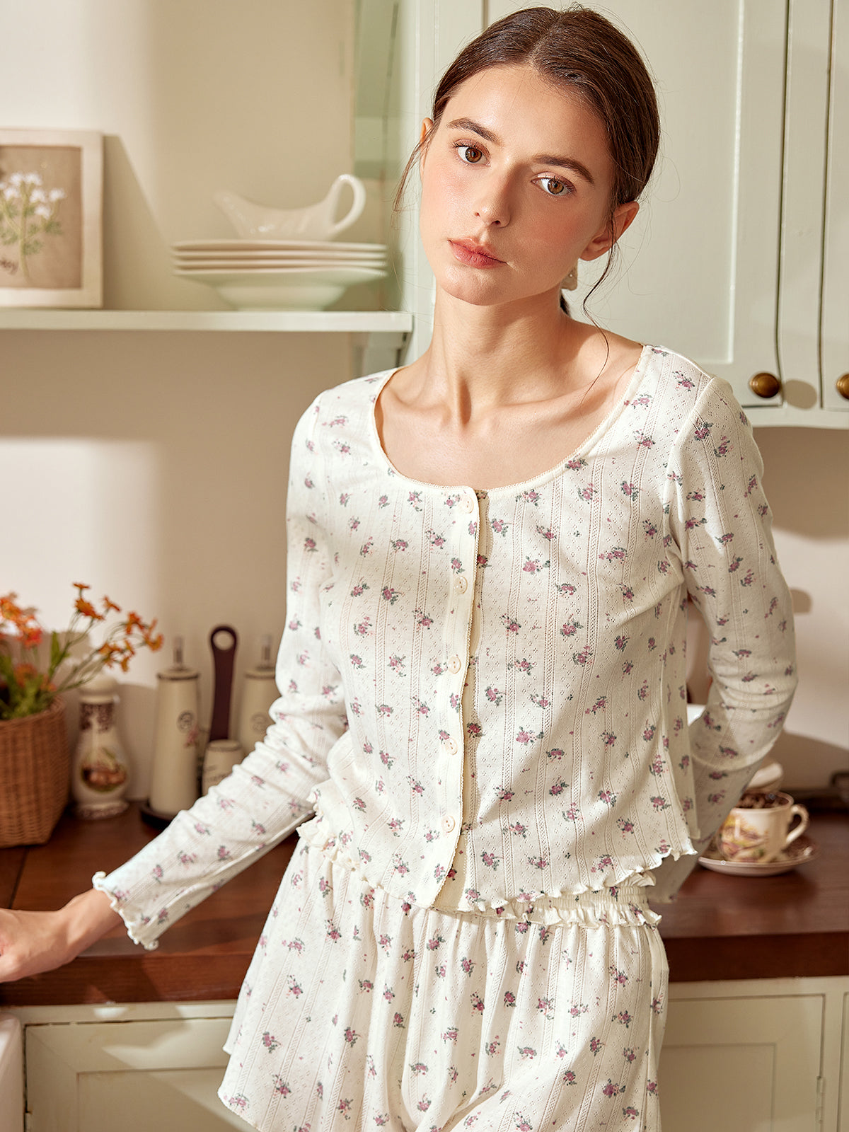 Long Sleeve Short Pajamas Set For Women