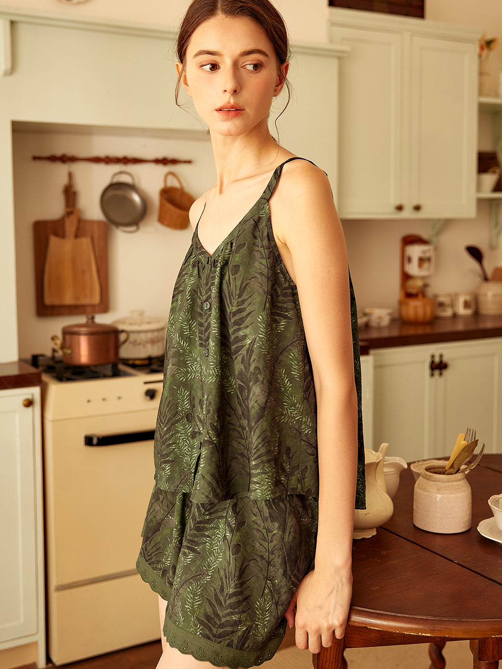 Forest Whisper Sleeveless Pajama Set