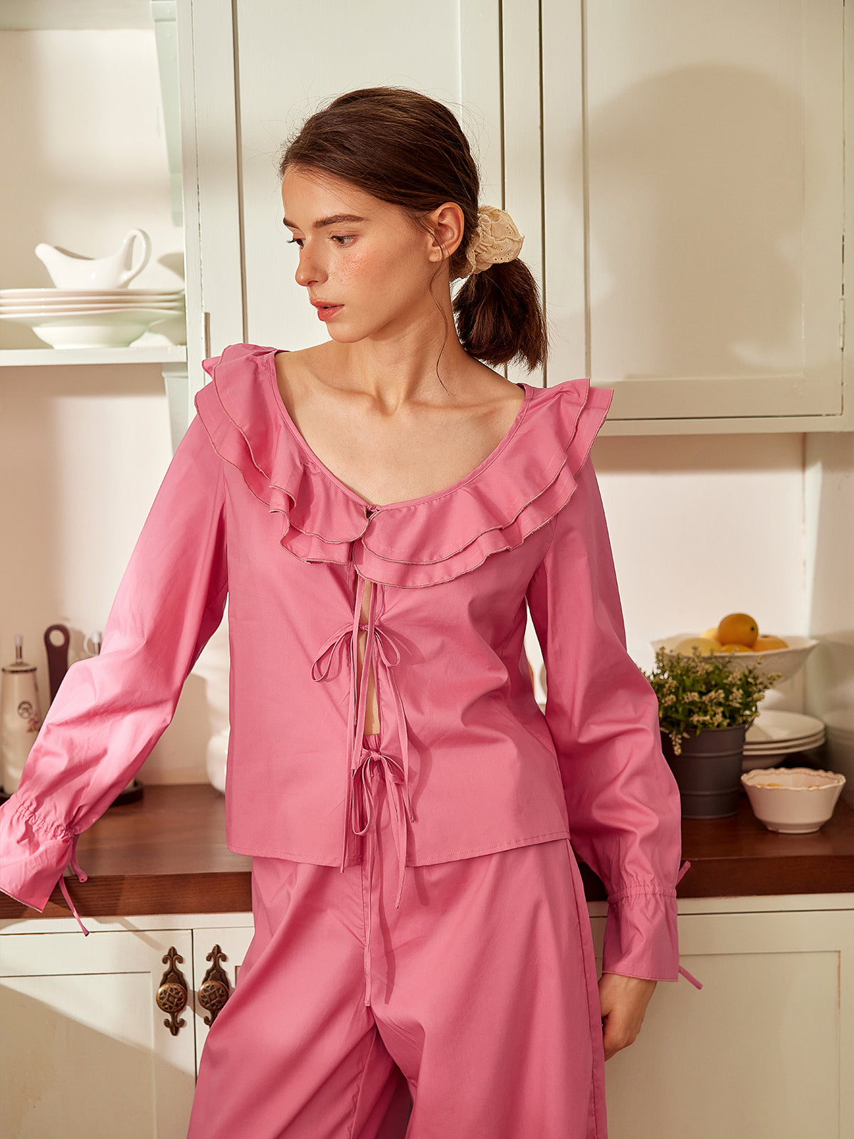 Romantic Rose Ruffle Pajama Set