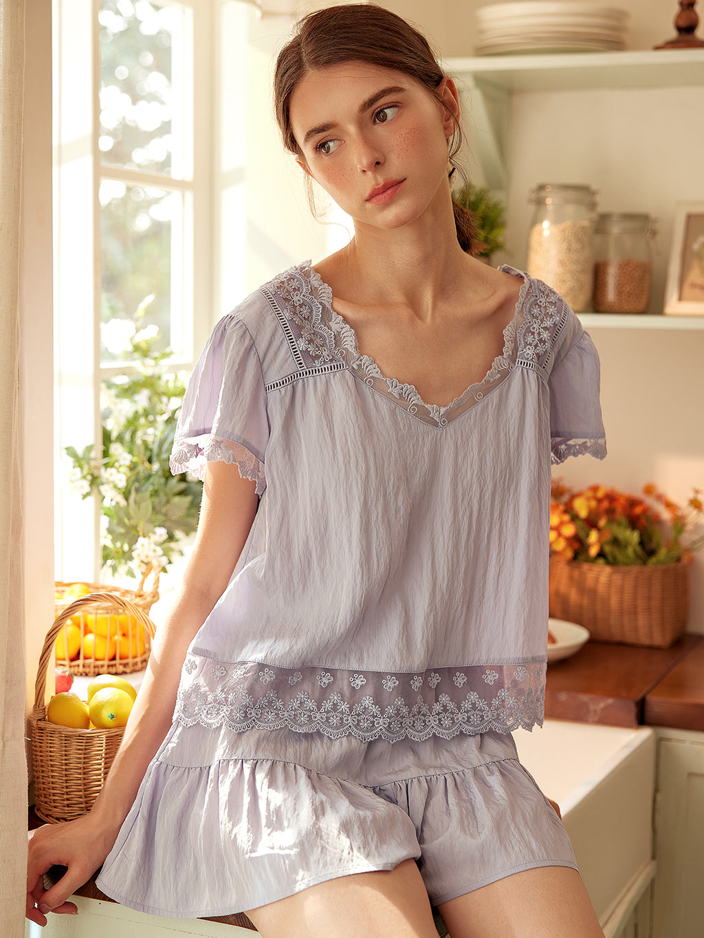 Short Sleeve Pajamas Set For Women