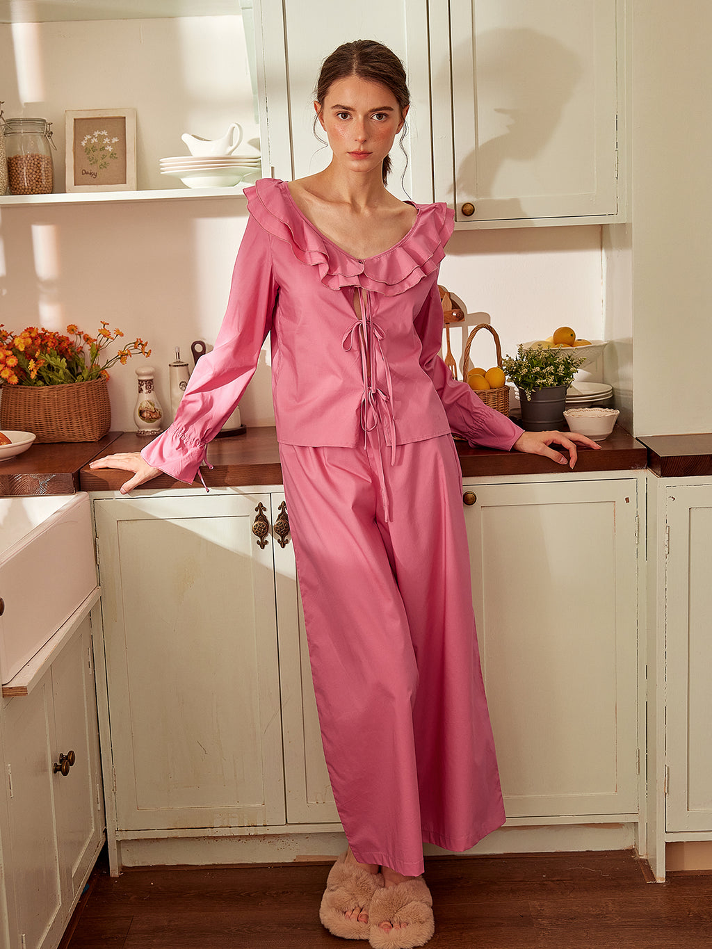 Romantic Rose Ruffle Pajama Set