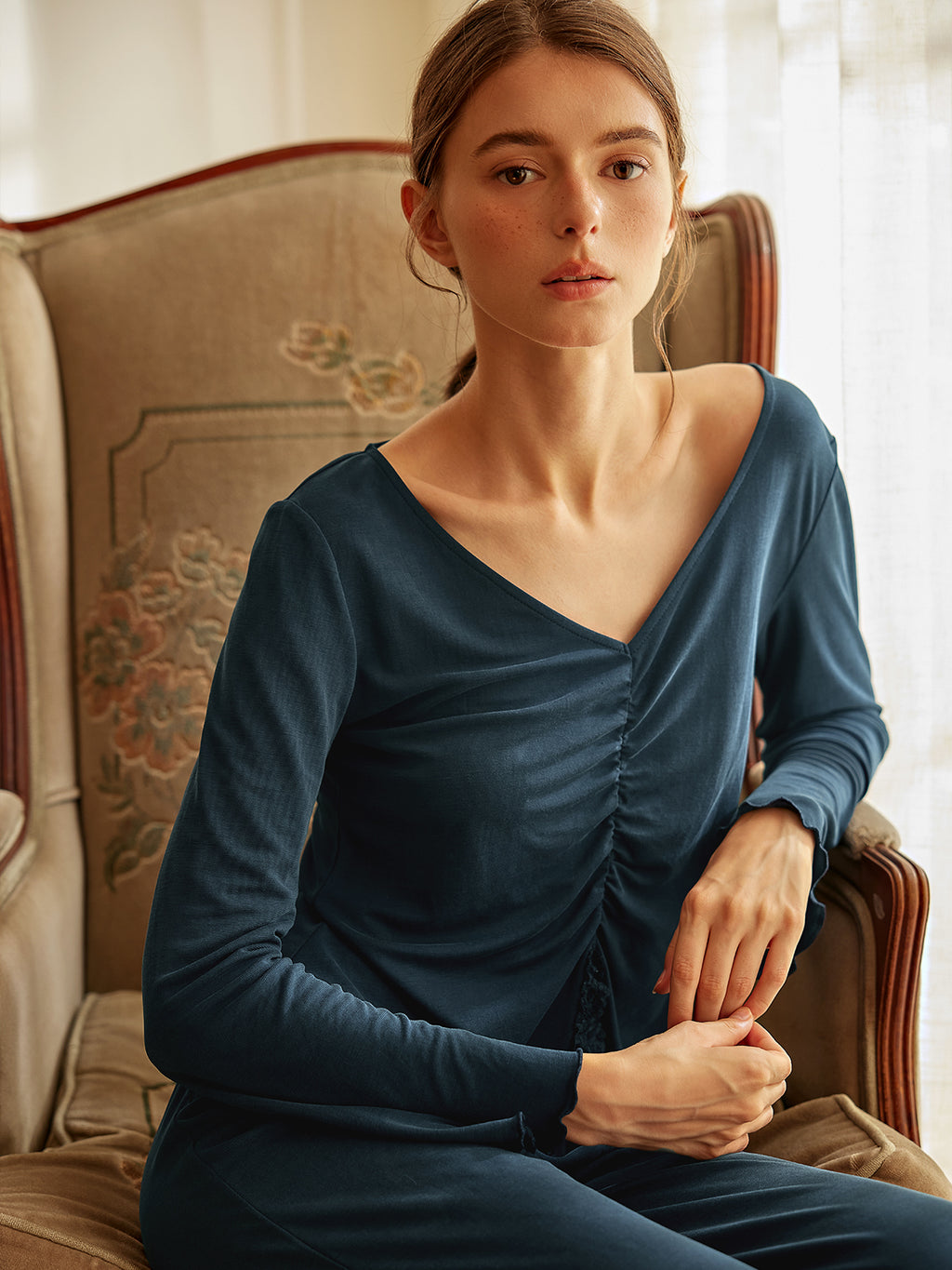 Elegance in Comfort V-Neck Lounge Set