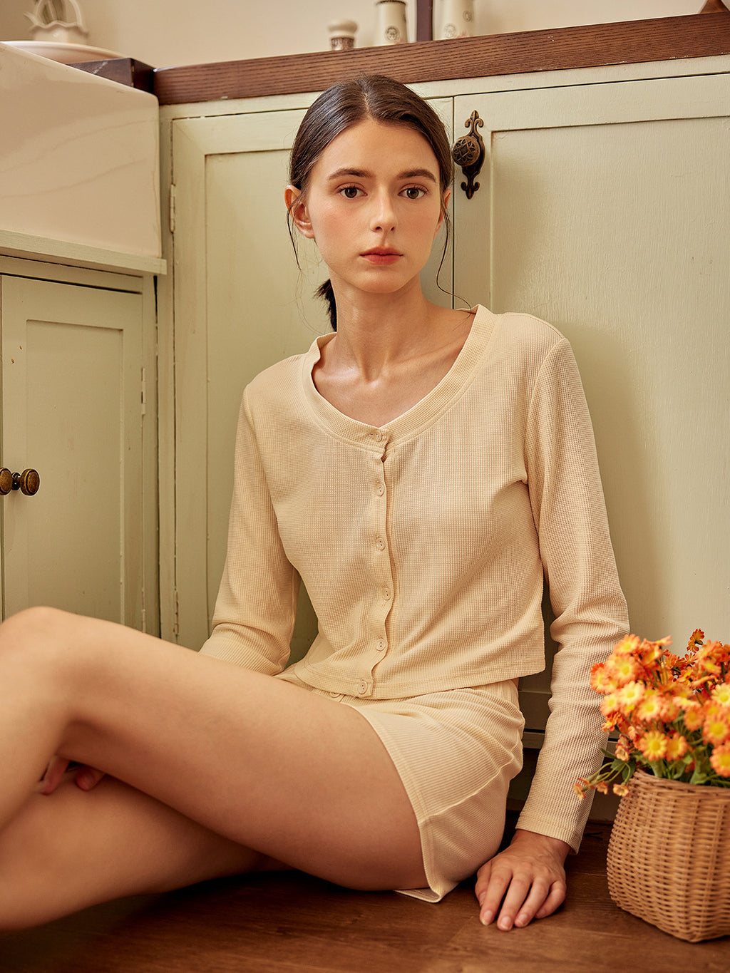 Long Sleeve Top and Short Pajama set For Women