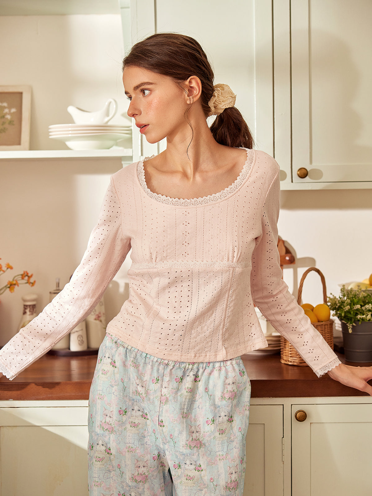 Soft Pink Eyelet Pajama Set