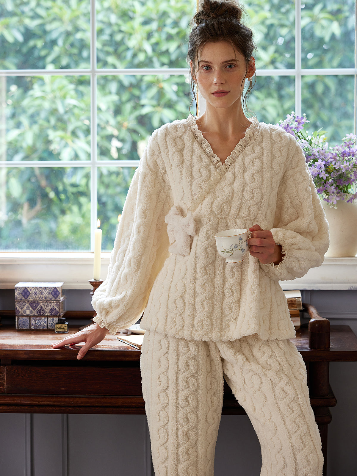 Women’s Plush Cable-Knit Lounge Set