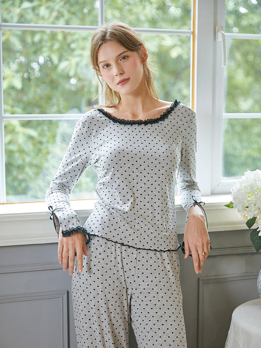 Cotton Long Sleeve Pant Pajamas Set For Women