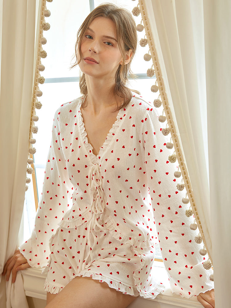Long Sleeve Short Pajamas Set For Women