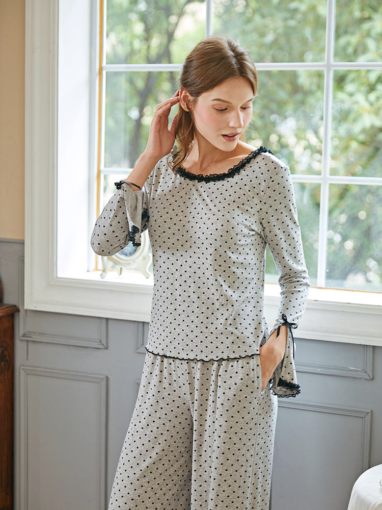 Cotton Long Sleeve Pant Pajamas Set For Women