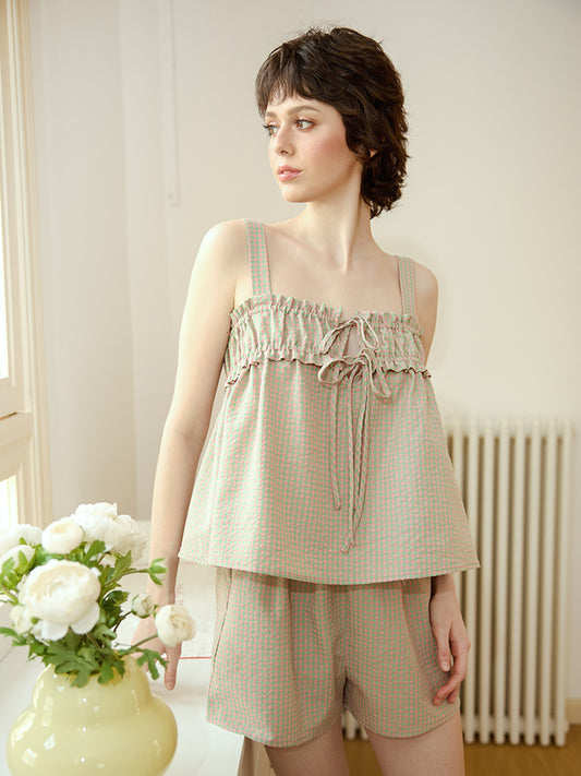 Sleeveless Top Short Pajama Set For Women