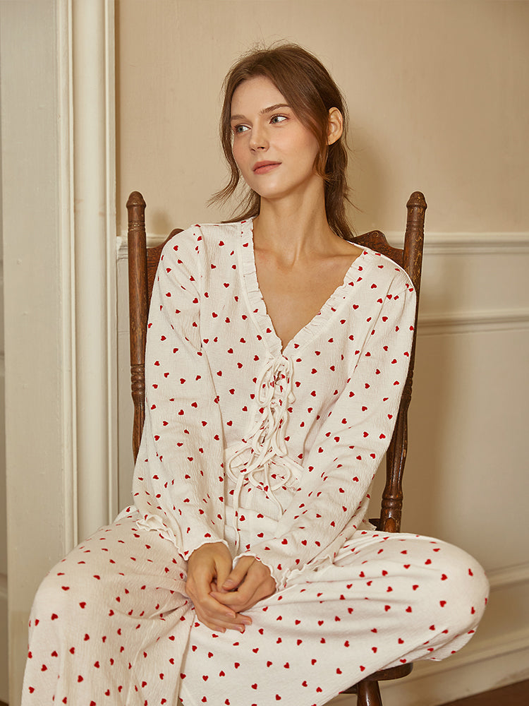 Cotton Long Sleeve Pant Pajamas Set For Women