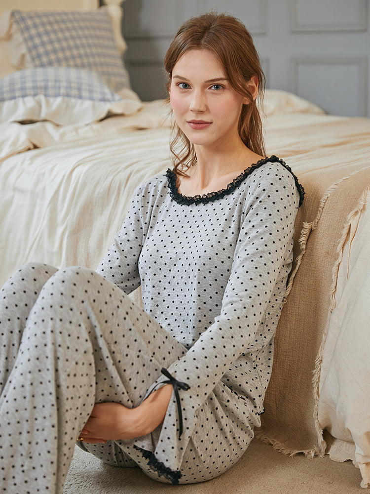 Cotton Long Sleeve Pant Pajamas Set For Women