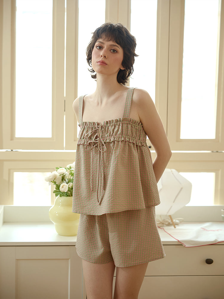 Sleeveless Top Short Pajama Set For Women