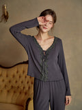 Long Sleeve Top Pants Pajamas Set For Women