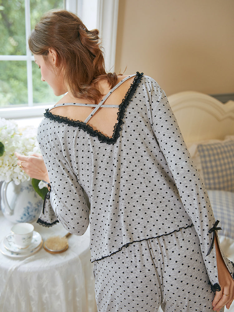 Cotton Long Sleeve Pant Pajamas Set For Women