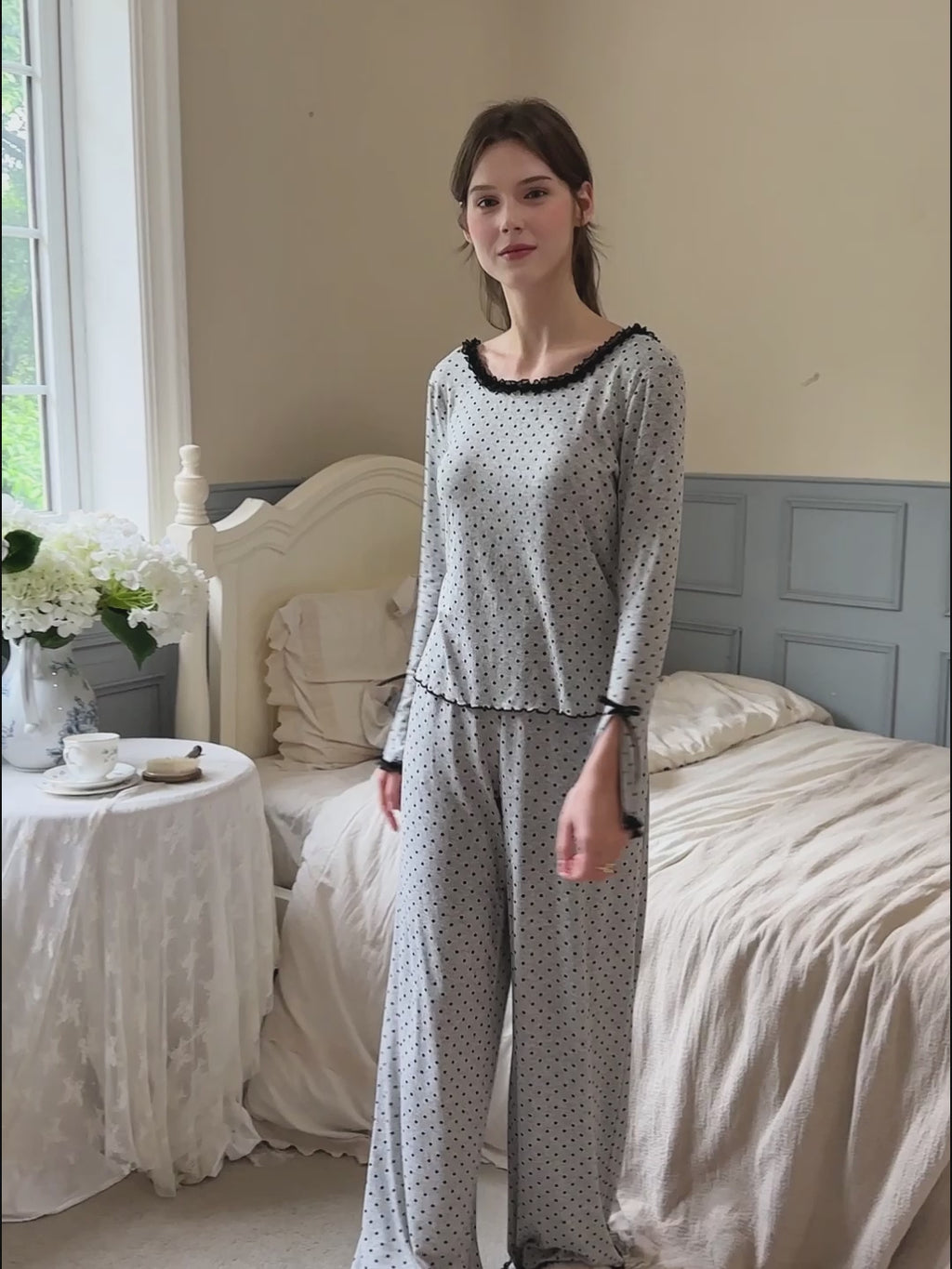 Cotton Long Sleeve Pant Pajamas Set For Women