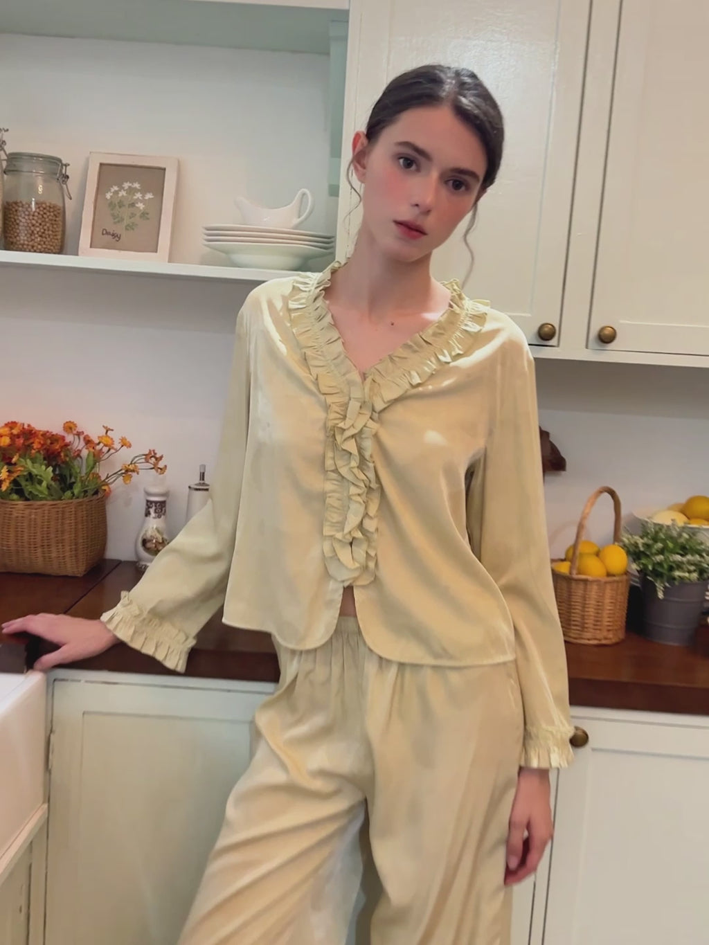 Silky Ruffled Loungewear Set