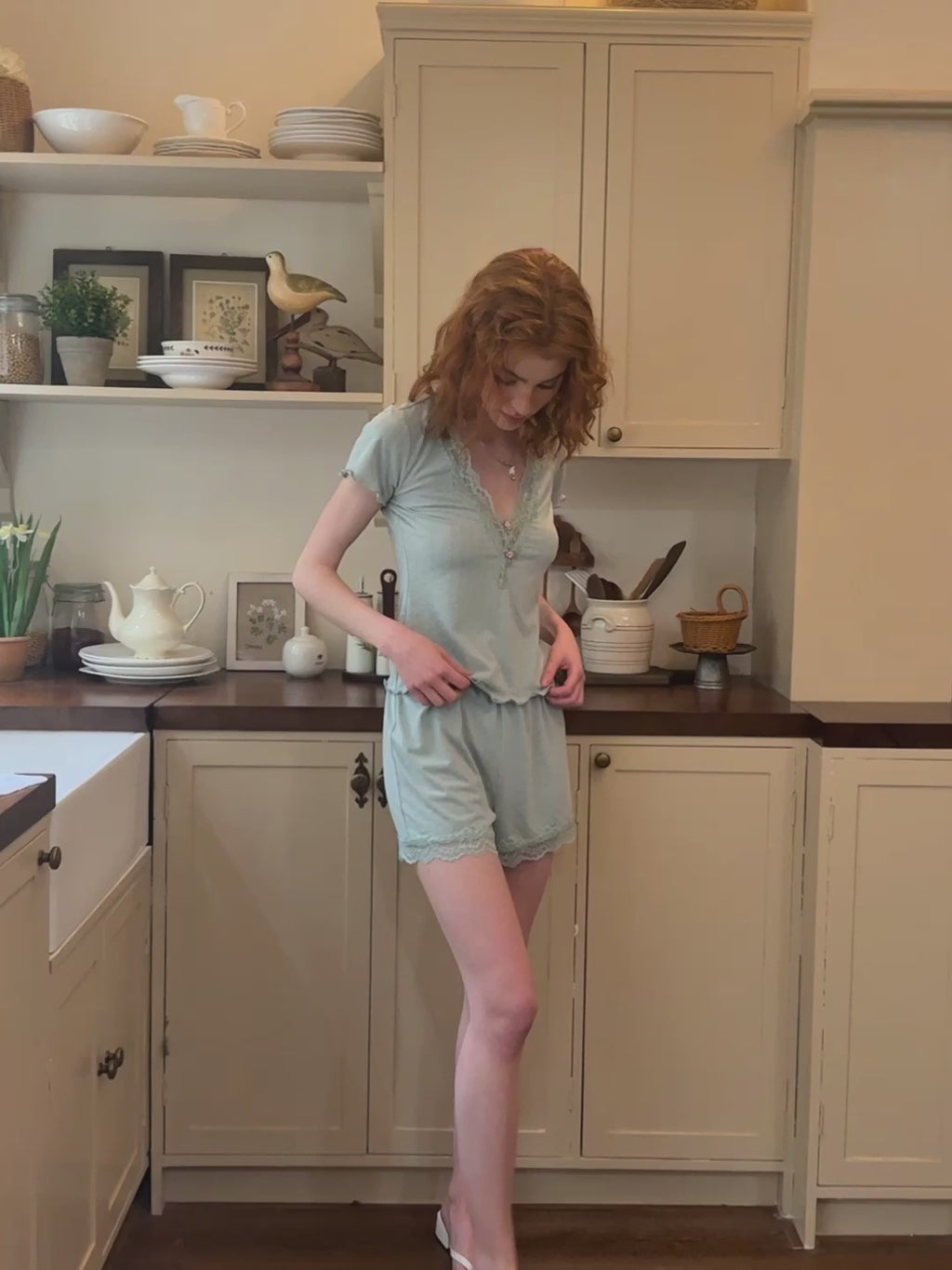 Short Sleeve Top Pajamas Set For Women