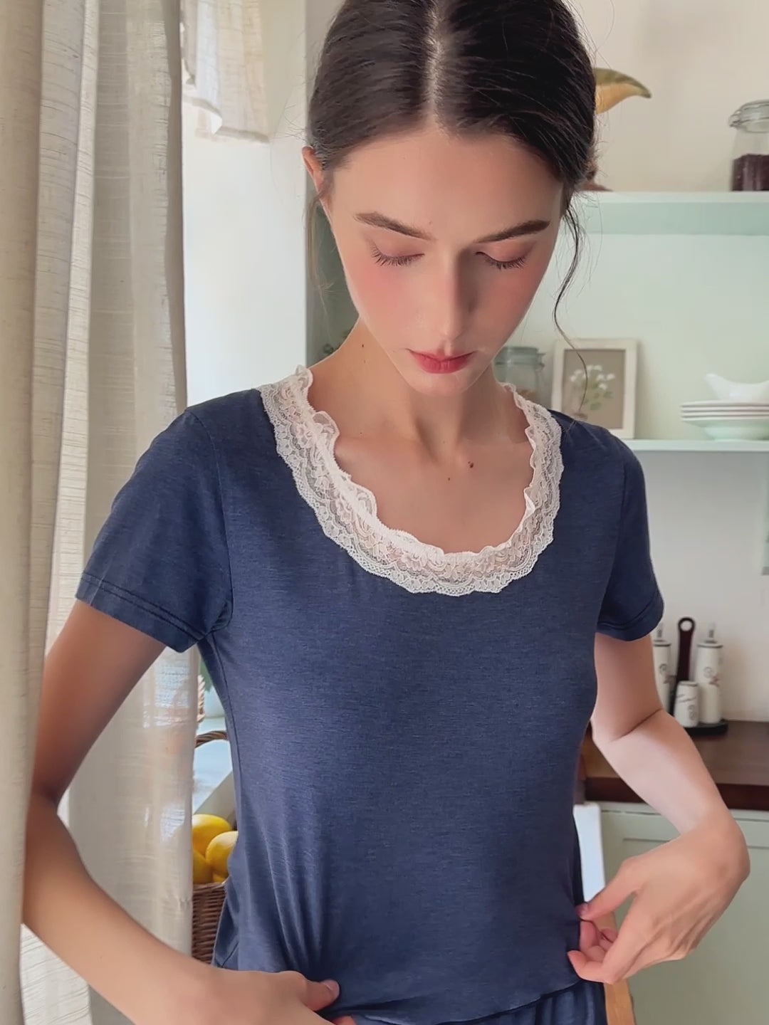 Soft Lace-Trim Lounge Set