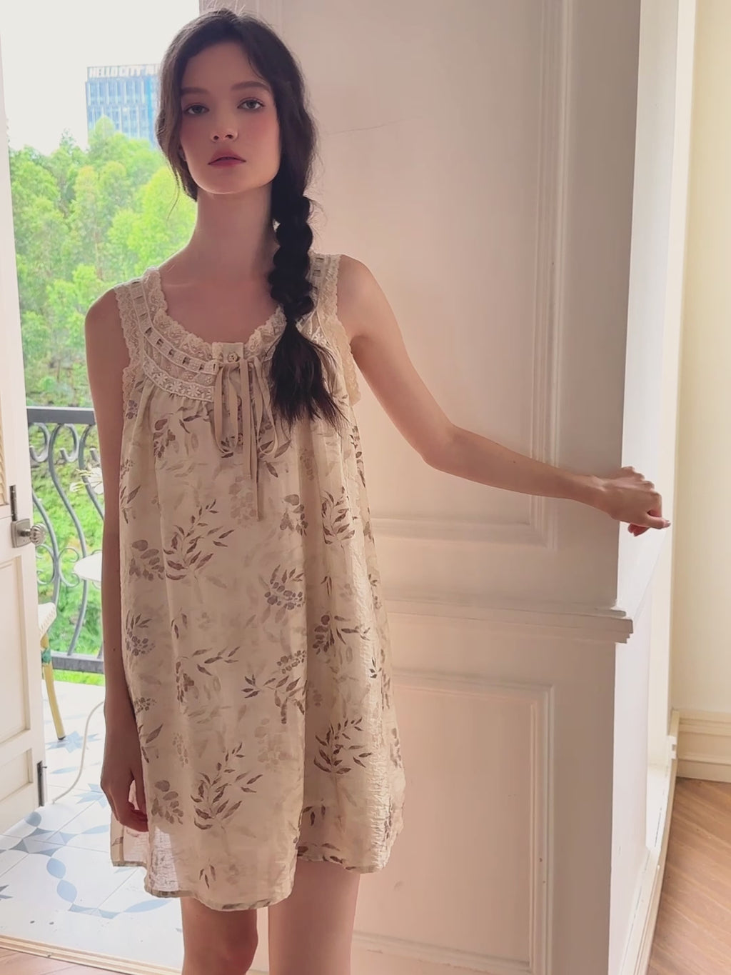 Vintage Floral Sleeveless Nightdress