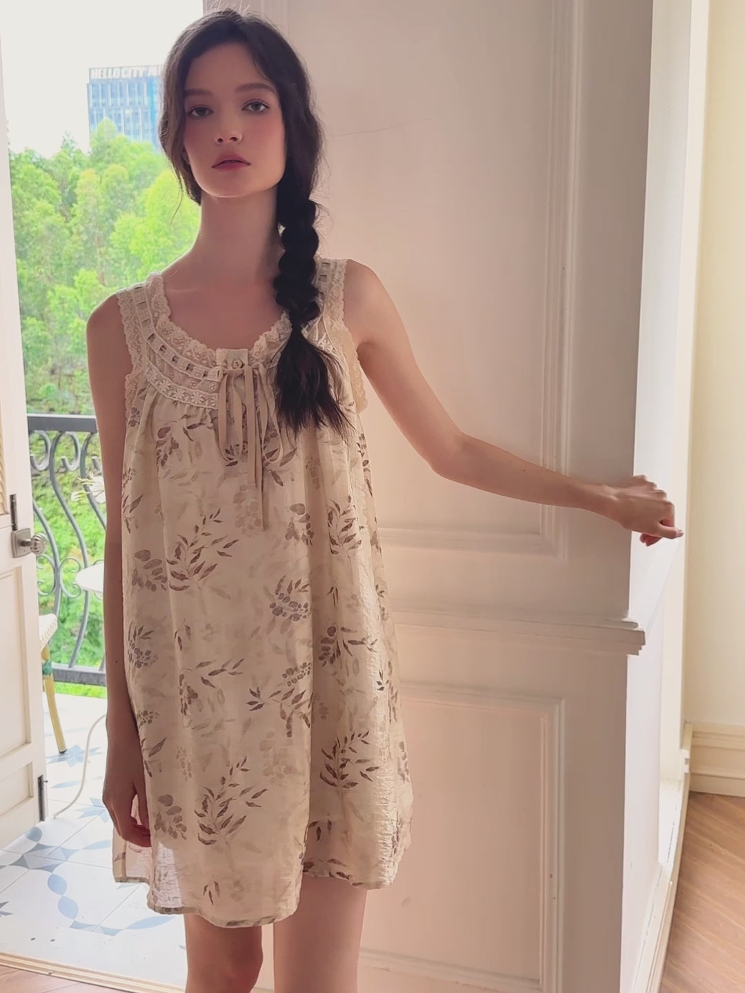 Vintage Floral Sleeveless Nightdress