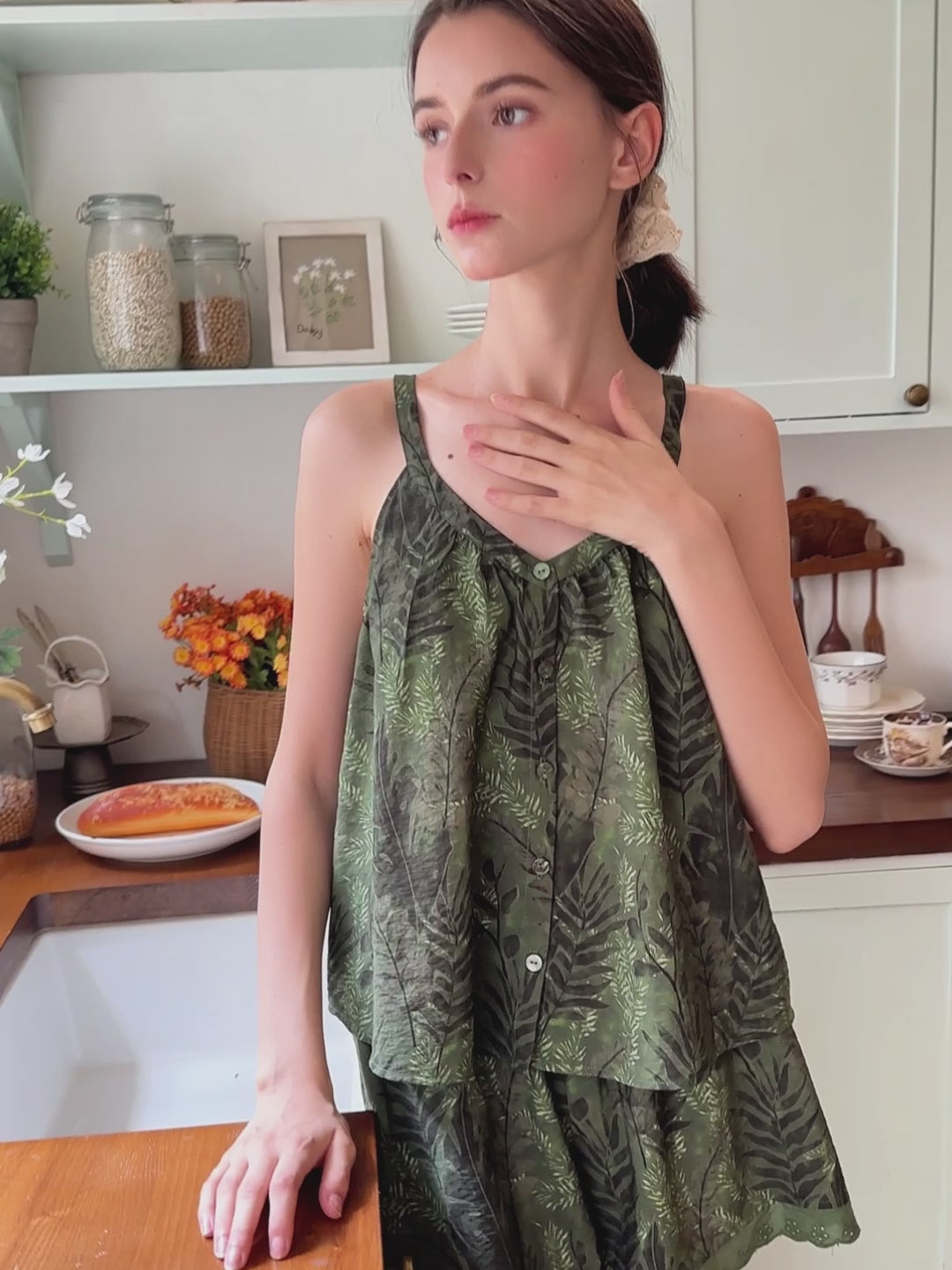 Forest Whisper Sleeveless Pajama Set