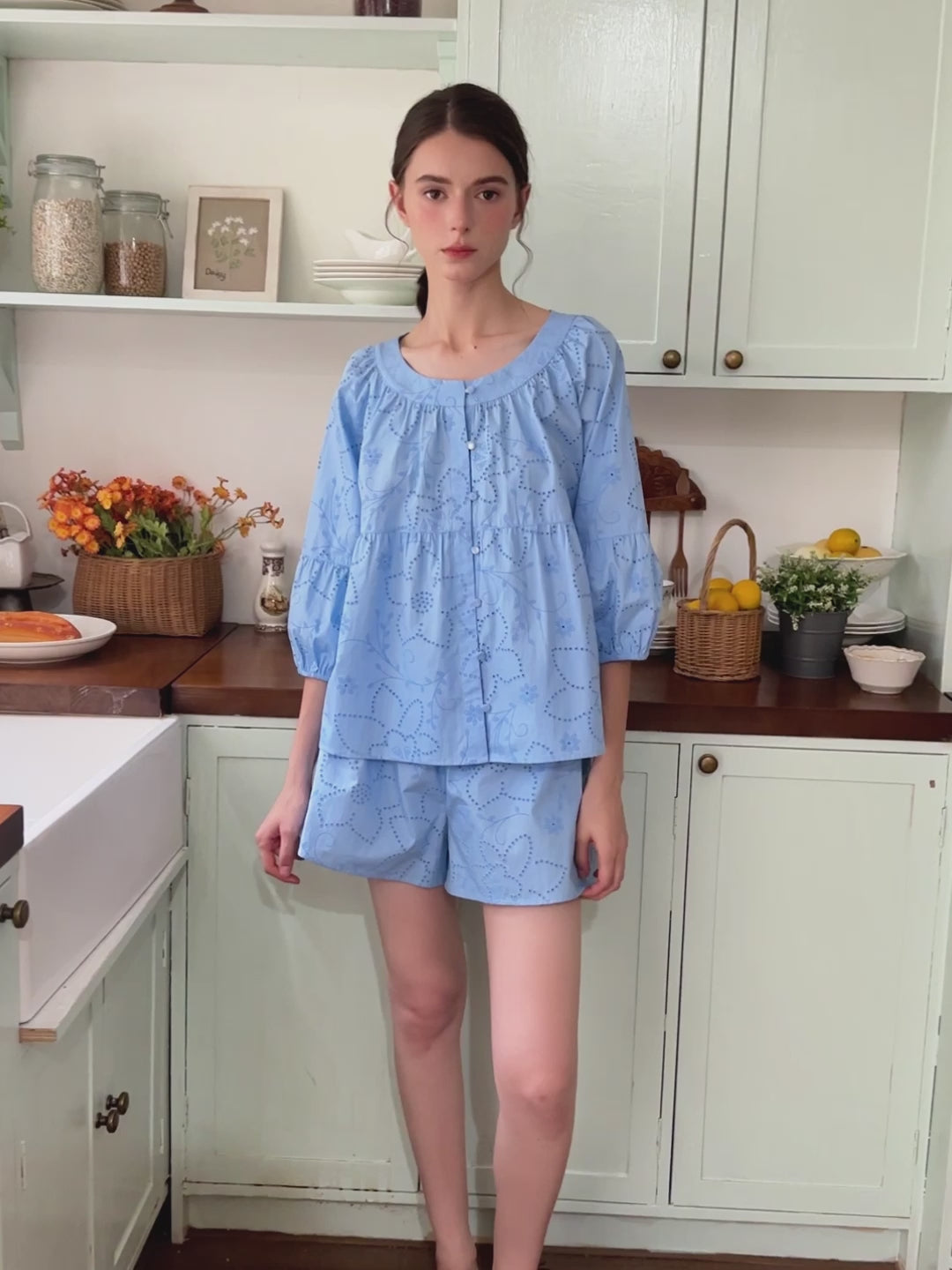 Lightweight Embroidered Cotton Lounge Set