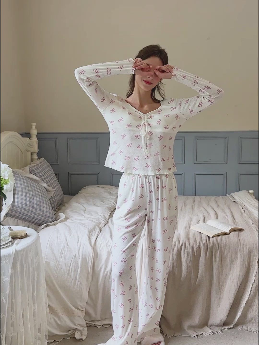 Cotton Long Sleeve Pant PJ Set For Women